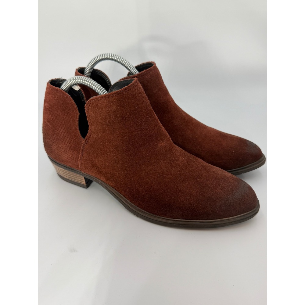 Crevo Women Rust Brown Leighton Suede Side Cutout Ankle Booties Size 8.5